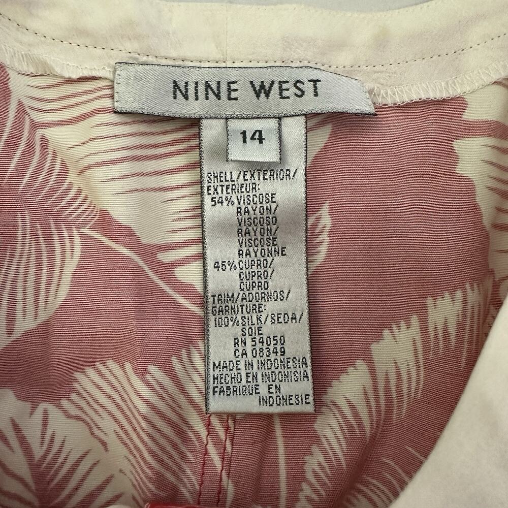Nine West Vintage Y2k Tropical Floral Top Size 14 Red White Tropical Sleeveless - Picture 5 of 9